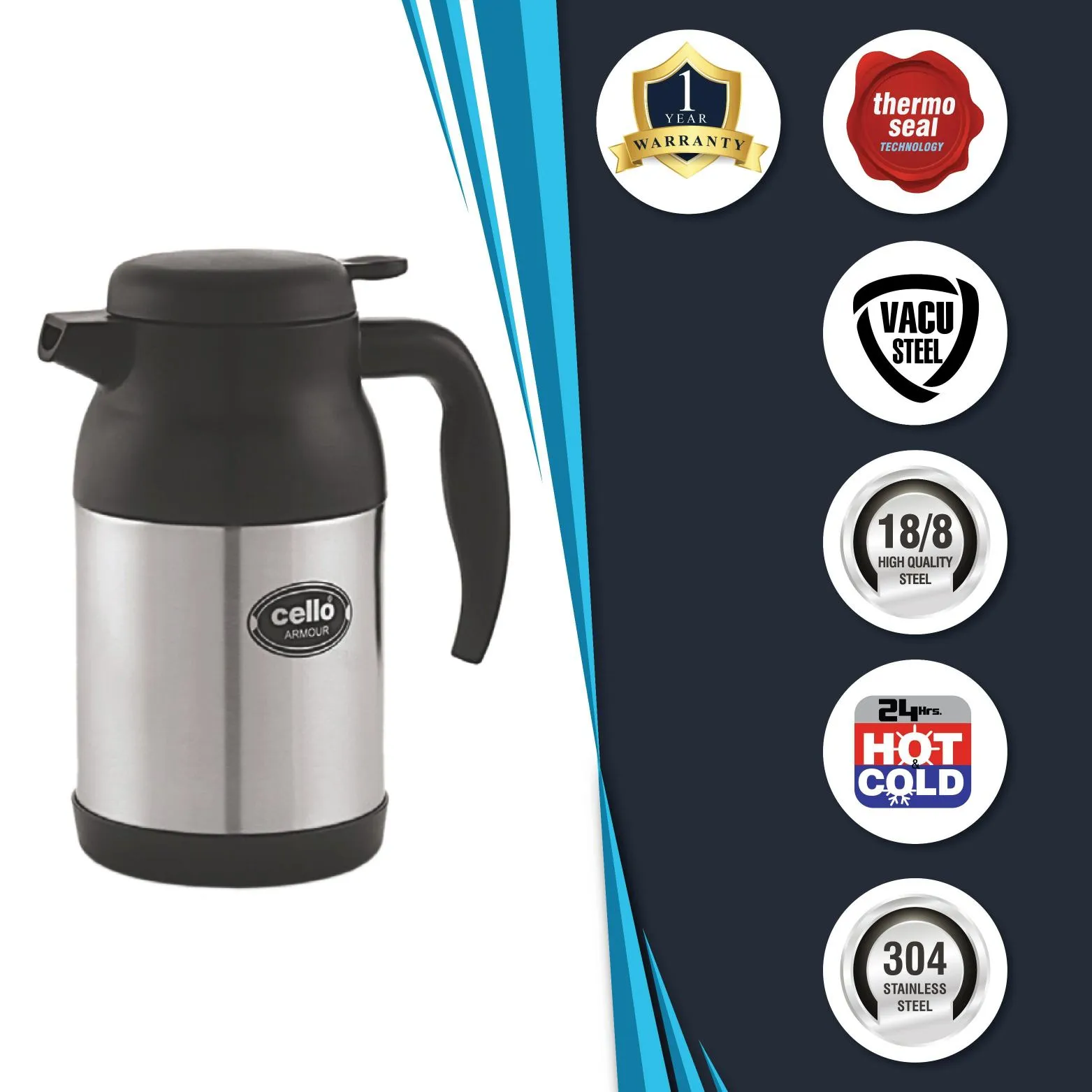 Armour Double Walled Vacuum Insulated Carafe, 800ml