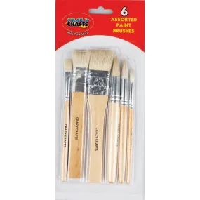 Assorted Paint Brushes - 6pcs