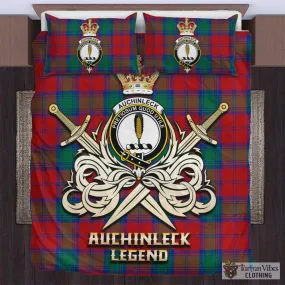 Auchinleck (Affleck) Tartan Bedding Set with Clan Crest and the Golden Sword of Courageous Legacy