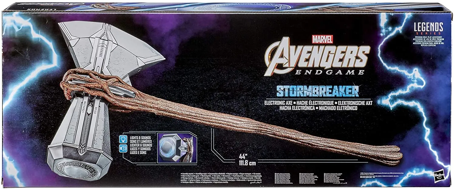 Avengers Marvel Endgame Marvel Legends Stormbreaker Electronic Axe Thor Premium Roleplay Item with Sound FX, for Fans, Collectors, and Adults