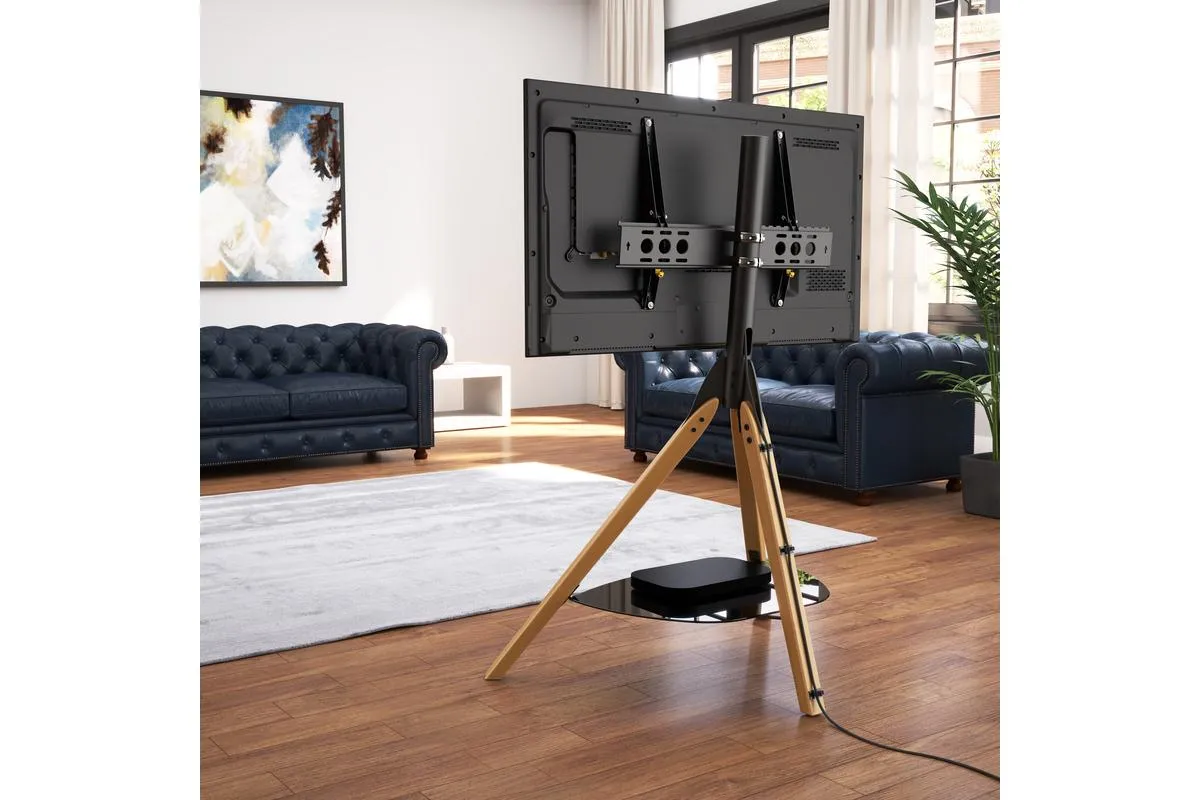 AVF Hoxton Freestanding Tripod TV Stand | Light Wood | FSL1000HOXLWB