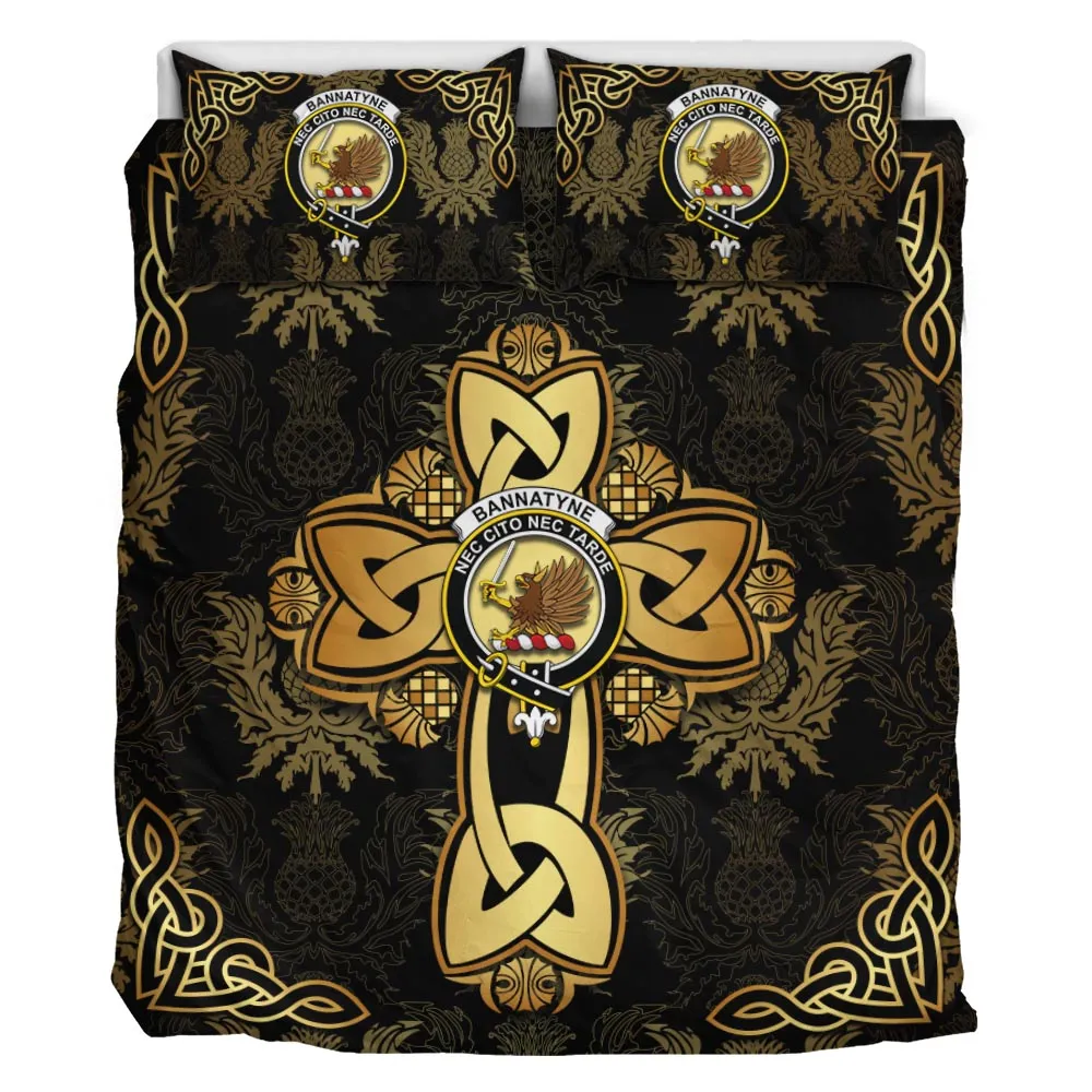 Bannatyne Clan Bedding Sets Gold Thistle Celtic Style