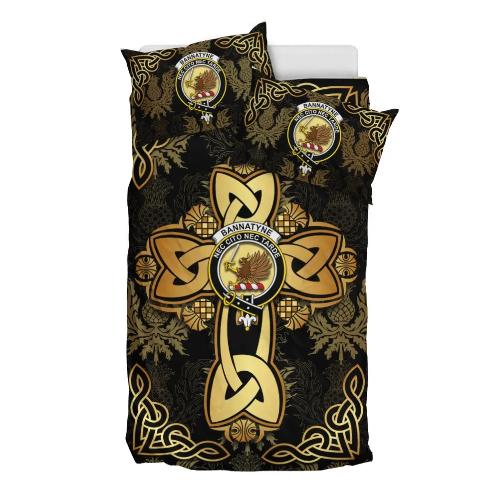 Bannatyne Clan Bedding Sets Gold Thistle Celtic Style