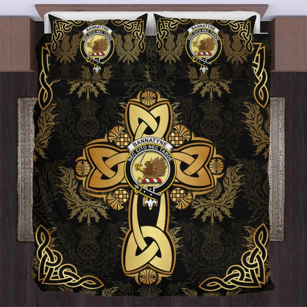 Bannatyne Clan Bedding Sets Gold Thistle Celtic Style