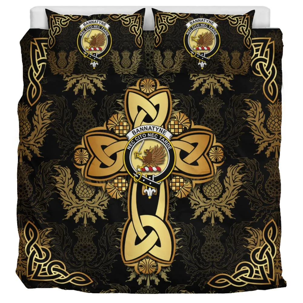 Bannatyne Clan Bedding Sets Gold Thistle Celtic Style