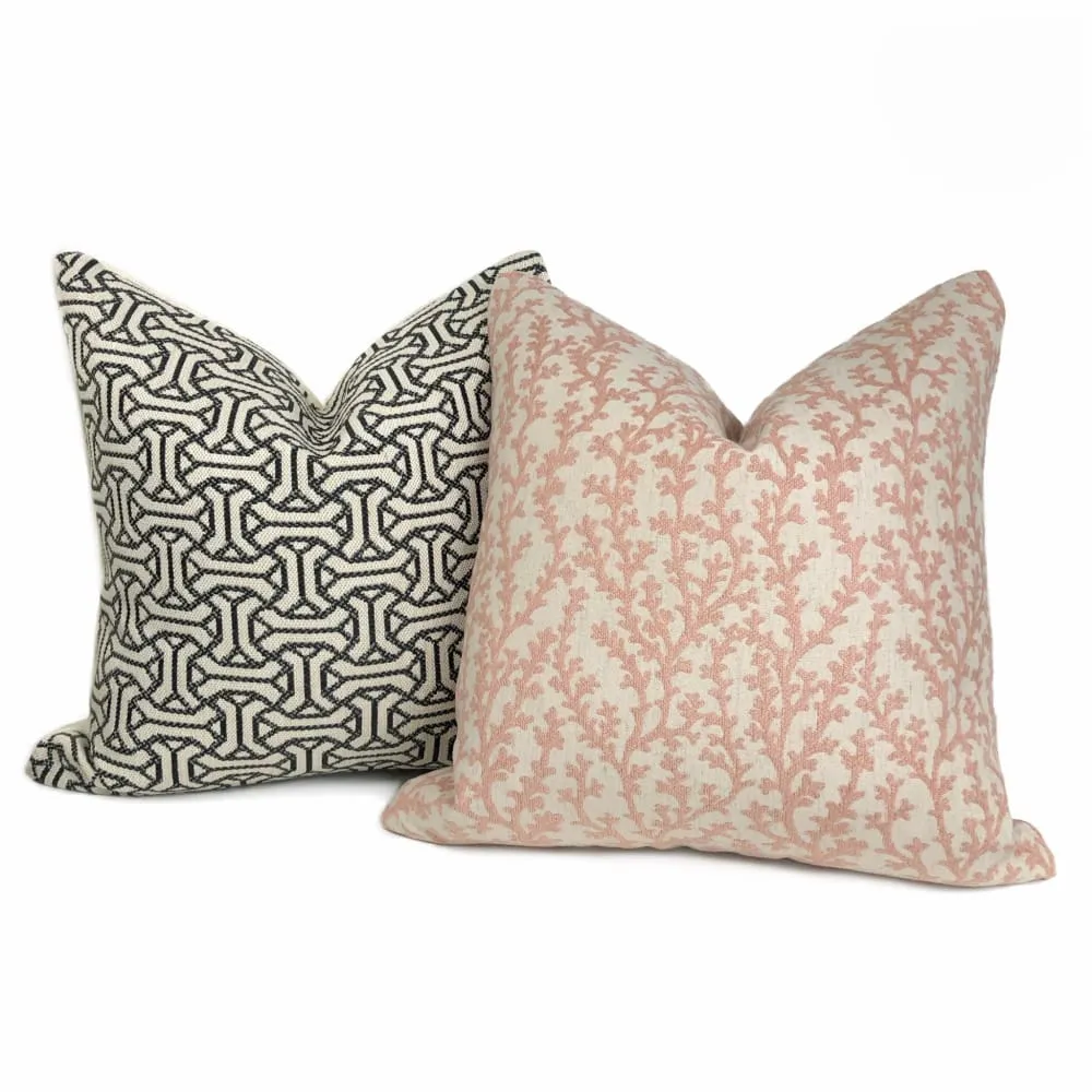 Beatrix Blush Pink Floral Vine Pillow Cover (Fabric by the Yard available)