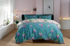 Bird Garden Teal 200 Thread Count Cotton Rich Bedlinen Duvet set