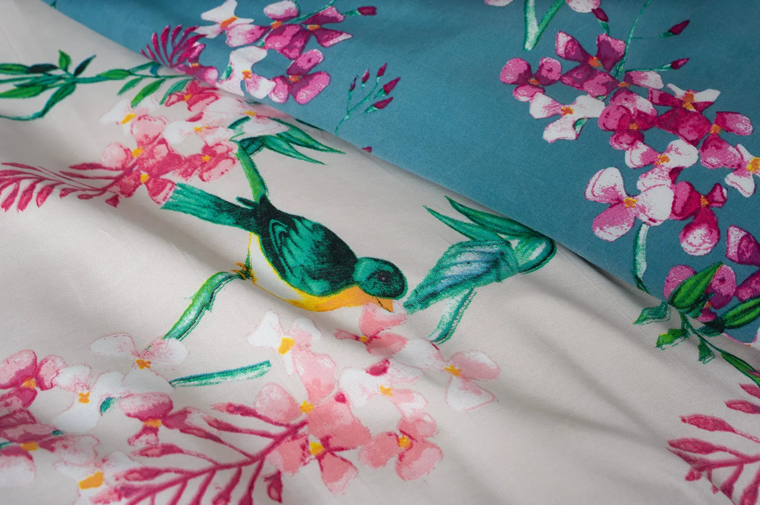 Bird Garden Teal 200 Thread Count Cotton Rich Bedlinen Duvet set