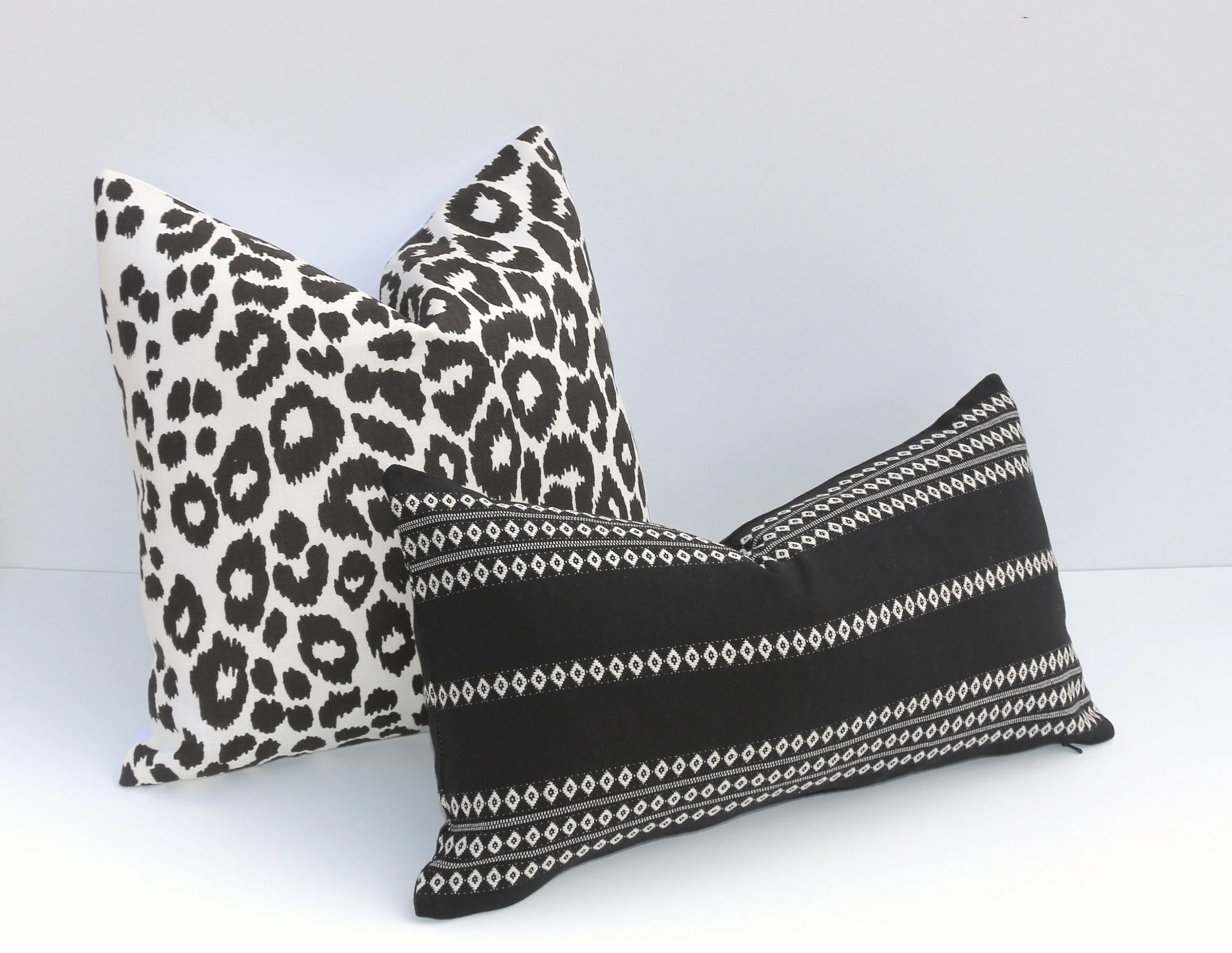 Black & White Boho Pillow / Black Embroidered Pillow / 12x21 Black Pillow / 16x16 Pillow / 14x36 Pillow / Black 26x26 Pillow Case