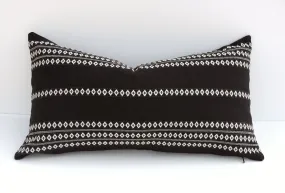 Black & White Boho Pillow / Black Embroidered Pillow / 12x21 Black Pillow / 16x16 Pillow / 14x36 Pillow / Black 26x26 Pillow Case