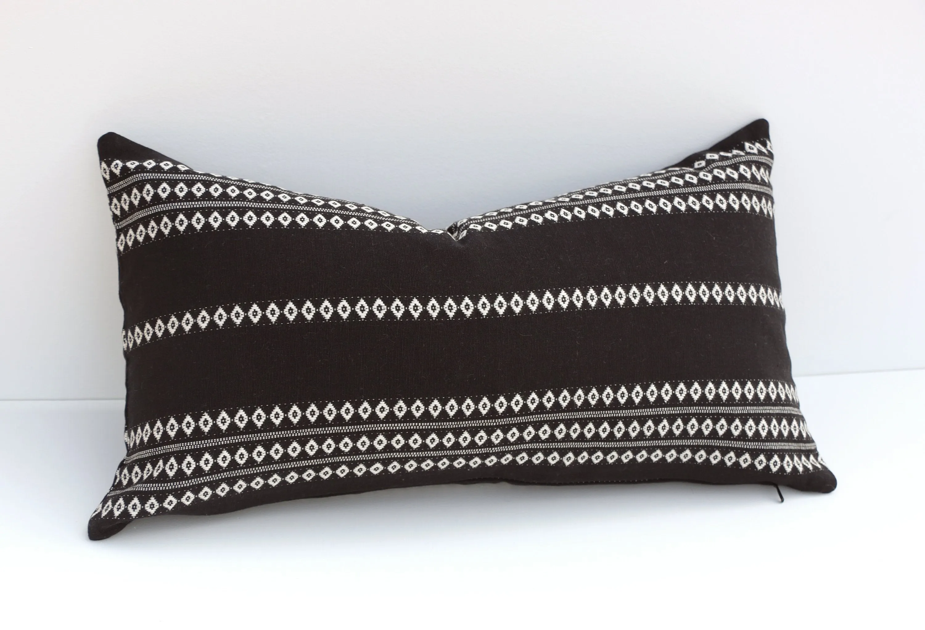 Black & White Boho Pillow / Black Embroidered Pillow / 12x21 Black Pillow / 16x16 Pillow / 14x36 Pillow / Black 26x26 Pillow Case