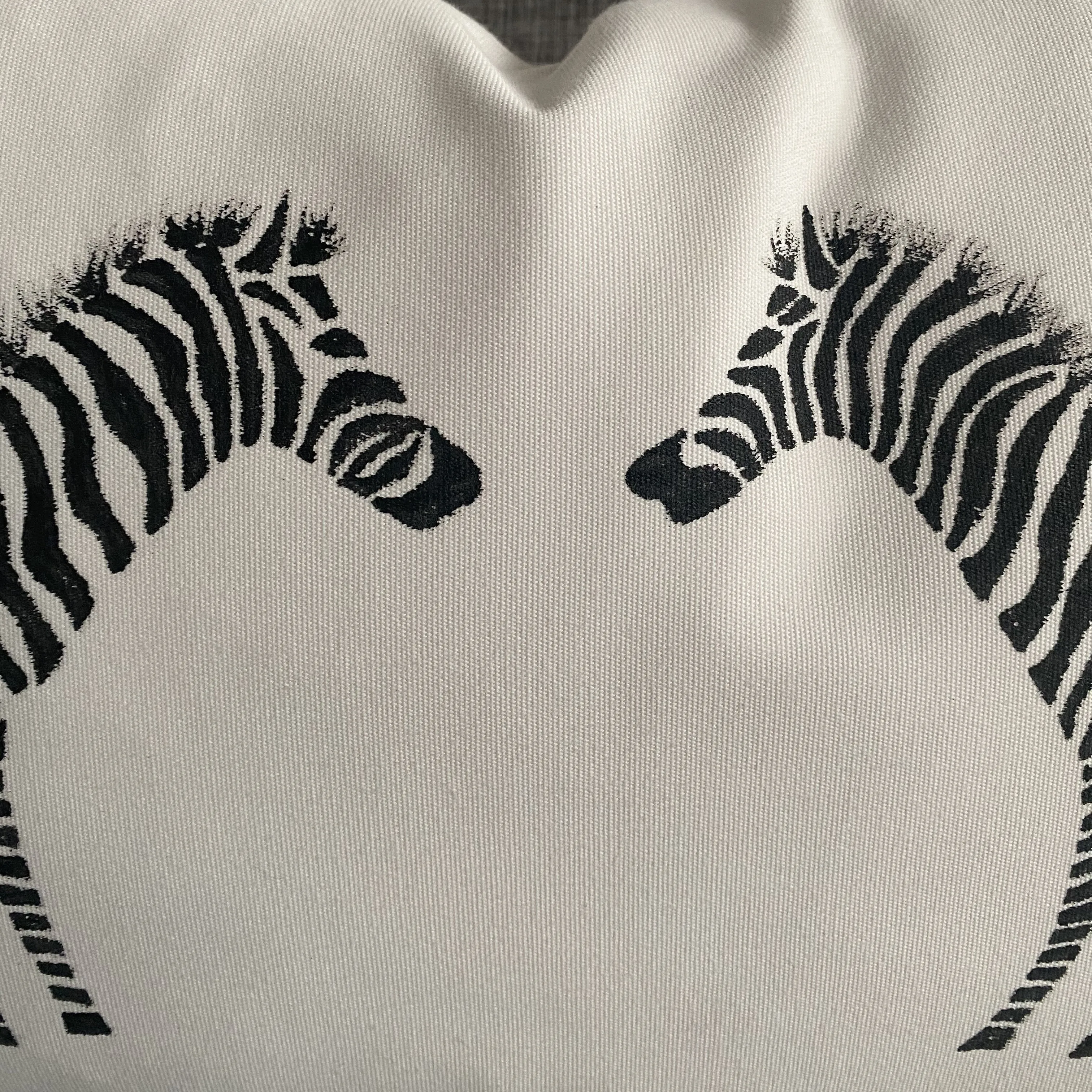 Black and White Hand-Painted Zebra Lumbar Pillow Cover 13x22