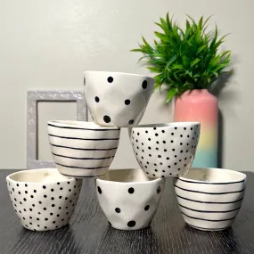 BLACK PRINT HANDMADE CUPS SET - SET OF 6