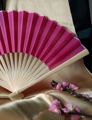 BLOWOUT BULK PACK (50) 9" Fuchsia / Hot Pink Silk Hand Fans for Weddings