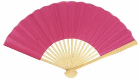 BLOWOUT BULK PACK (50) 9" Fuchsia / Hot Pink Silk Hand Fans for Weddings