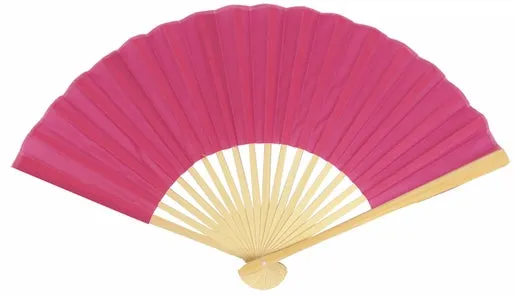 BLOWOUT BULK PACK (50) 9" Fuchsia / Hot Pink Silk Hand Fans for Weddings