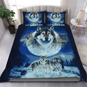 Blue Native Wolf Bedding Set WCS