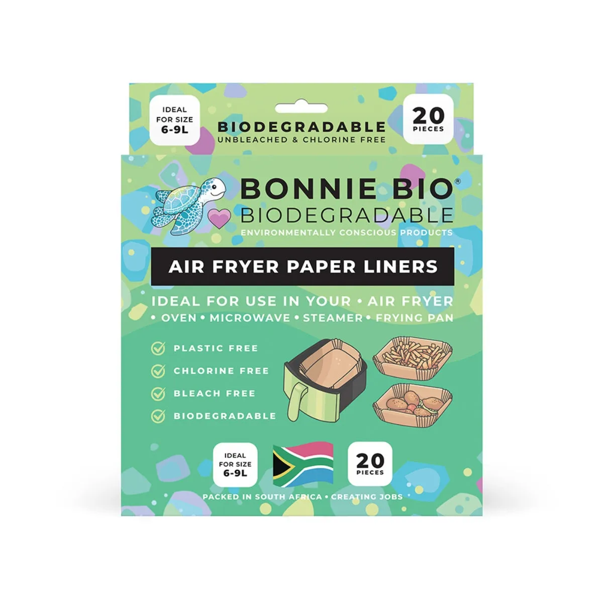 Bonnie Bio 20 x 6-9L Biodegradable Paper Air Fryer Liners