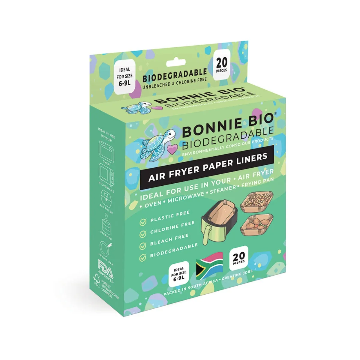 Bonnie Bio 20 x 6-9L Biodegradable Paper Air Fryer Liners