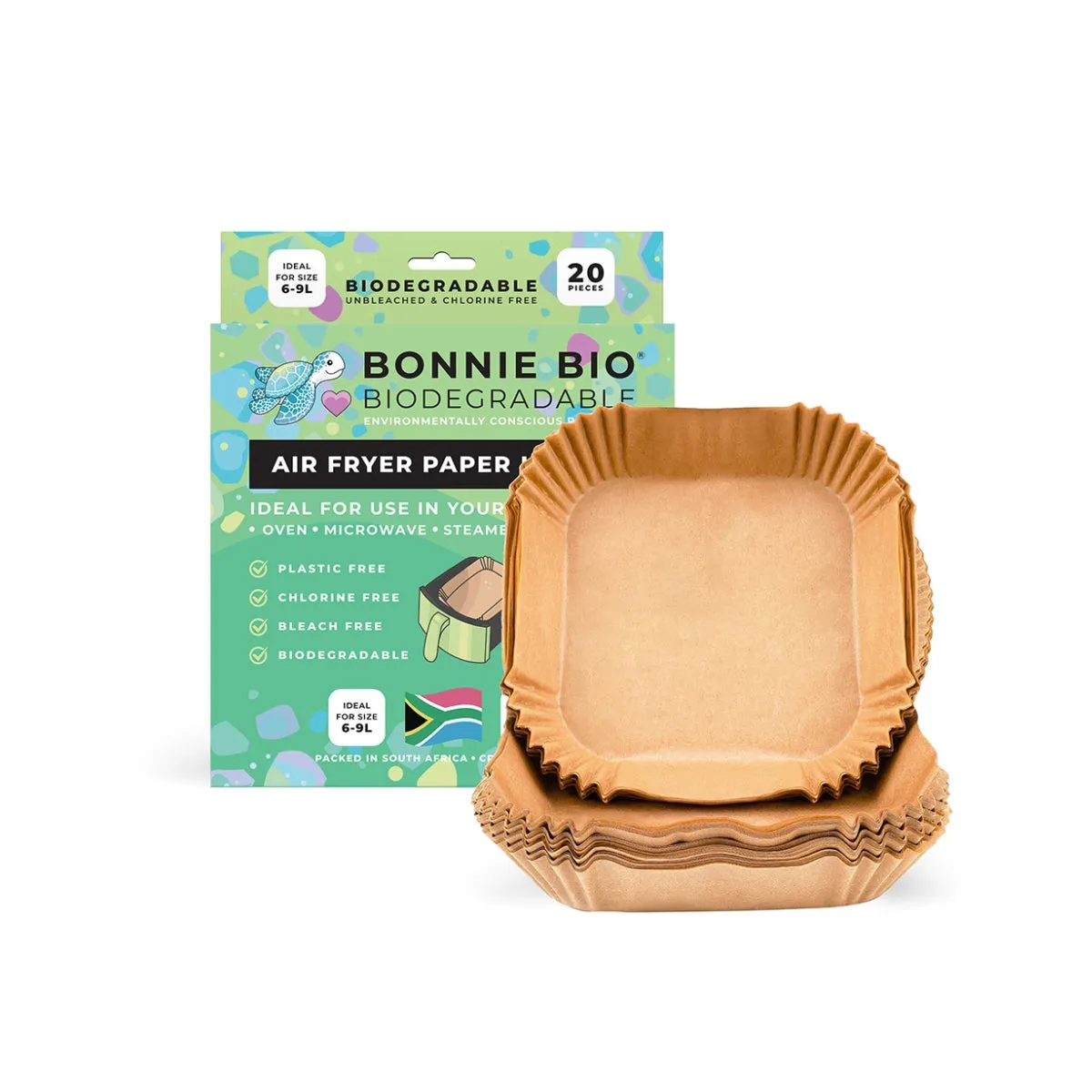 Bonnie Bio 20 x 6-9L Biodegradable Paper Air Fryer Liners