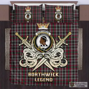 Borthwick Tartan Bedding Set with Clan Crest and the Golden Sword of Courageous Legacy