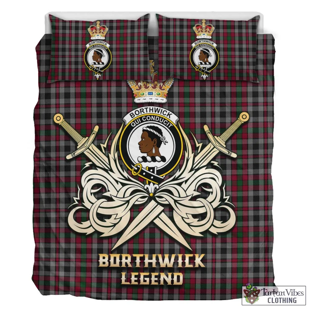 Borthwick Tartan Bedding Set with Clan Crest and the Golden Sword of Courageous Legacy