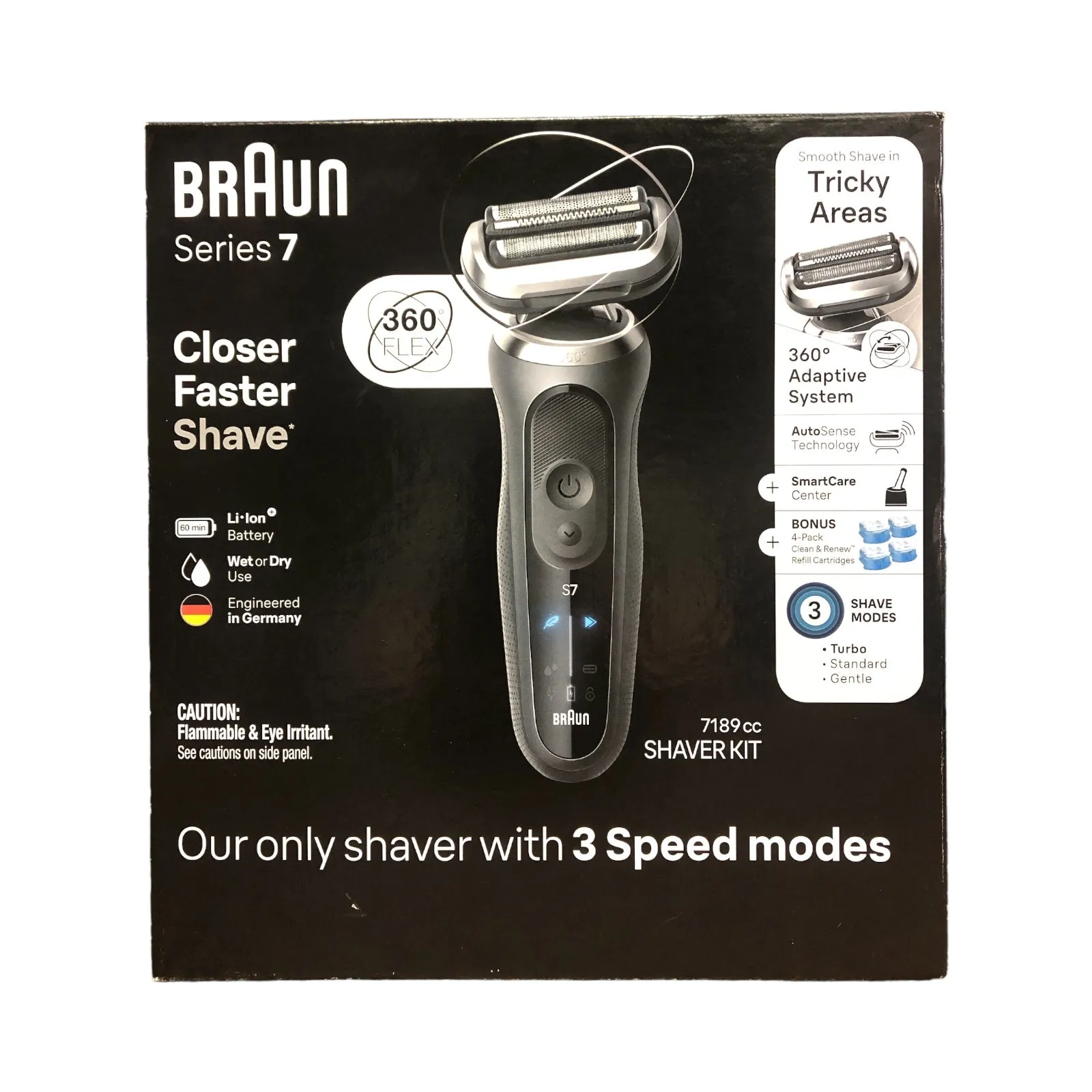 Braun Series 7 360 Flex Waterproof 3-Speed Men's Electric Shaver Kit 7189cc