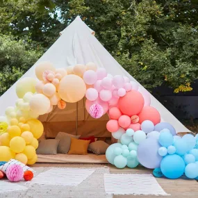 Brights Balloon Arch & Paper Honeycombs & Fans