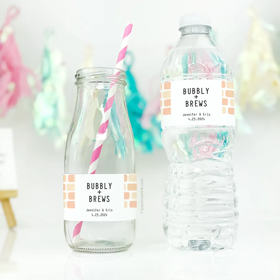 Bubbly and Brews Water Bottle Sticker Labels