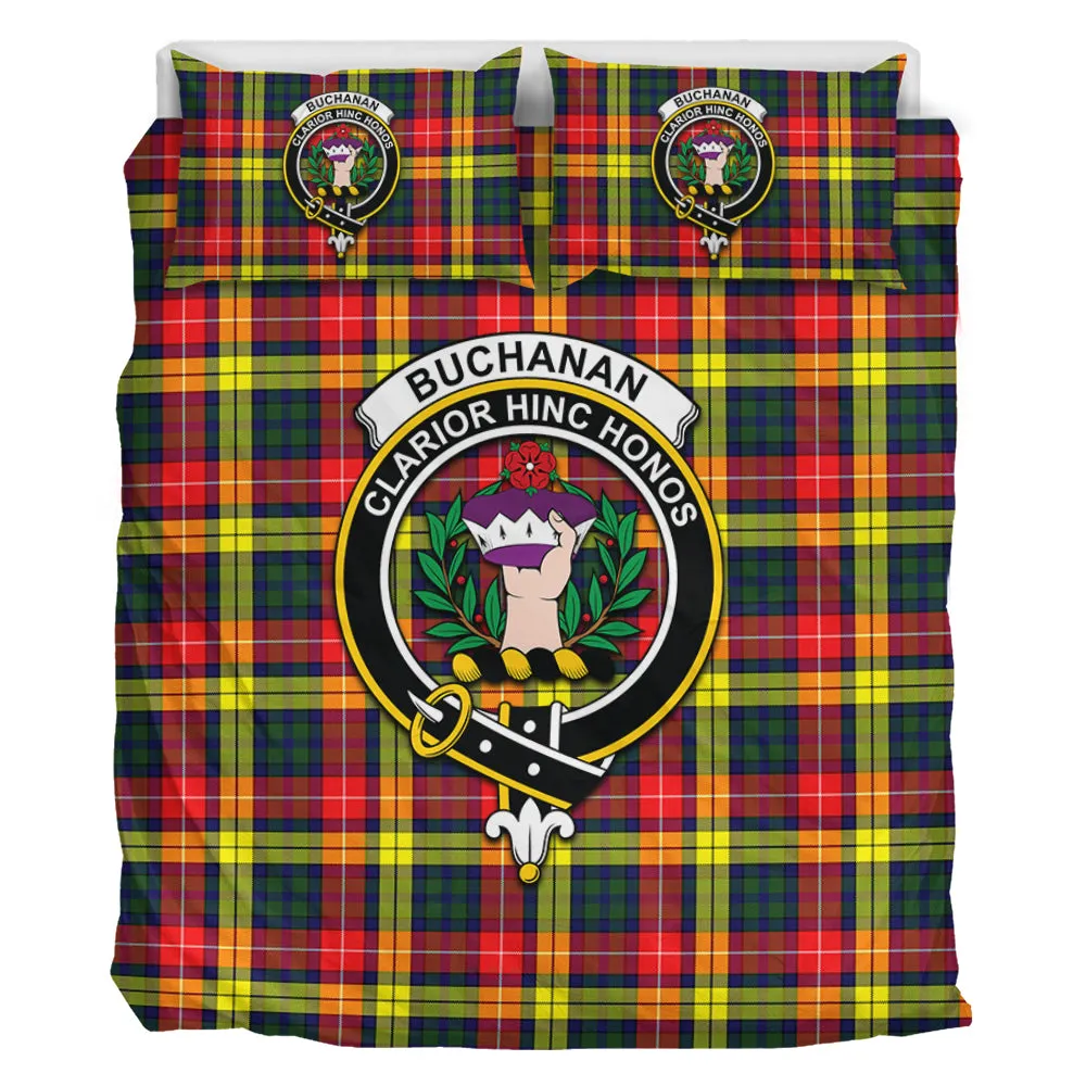 Buchanan Modern Tartan Bedding Set with Family Crest