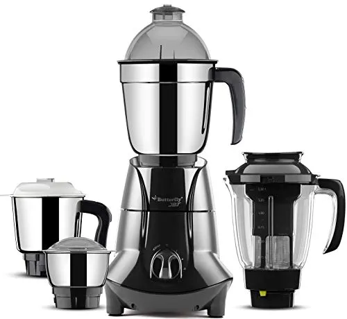 Butterfly Smart Glass 3 Burner Gas Stove, Black   Butterfly Jet Elite 750-Watt Mixer Grinder with 4 Jars (Grey)