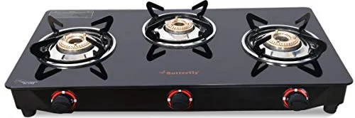 Butterfly Smart Glass 3 Burner Gas Stove, Black   Butterfly Jet Elite 750-Watt Mixer Grinder with 4 Jars (Grey)