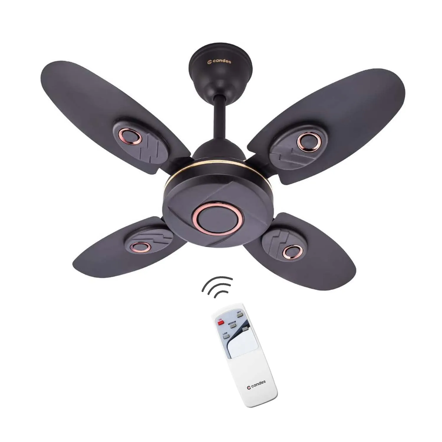 Candes Nexo 600 mm Ultra High Speed Decorative 4 Blade Ceiling Fan With Remote (Pack of 1) (Coffee Brown)