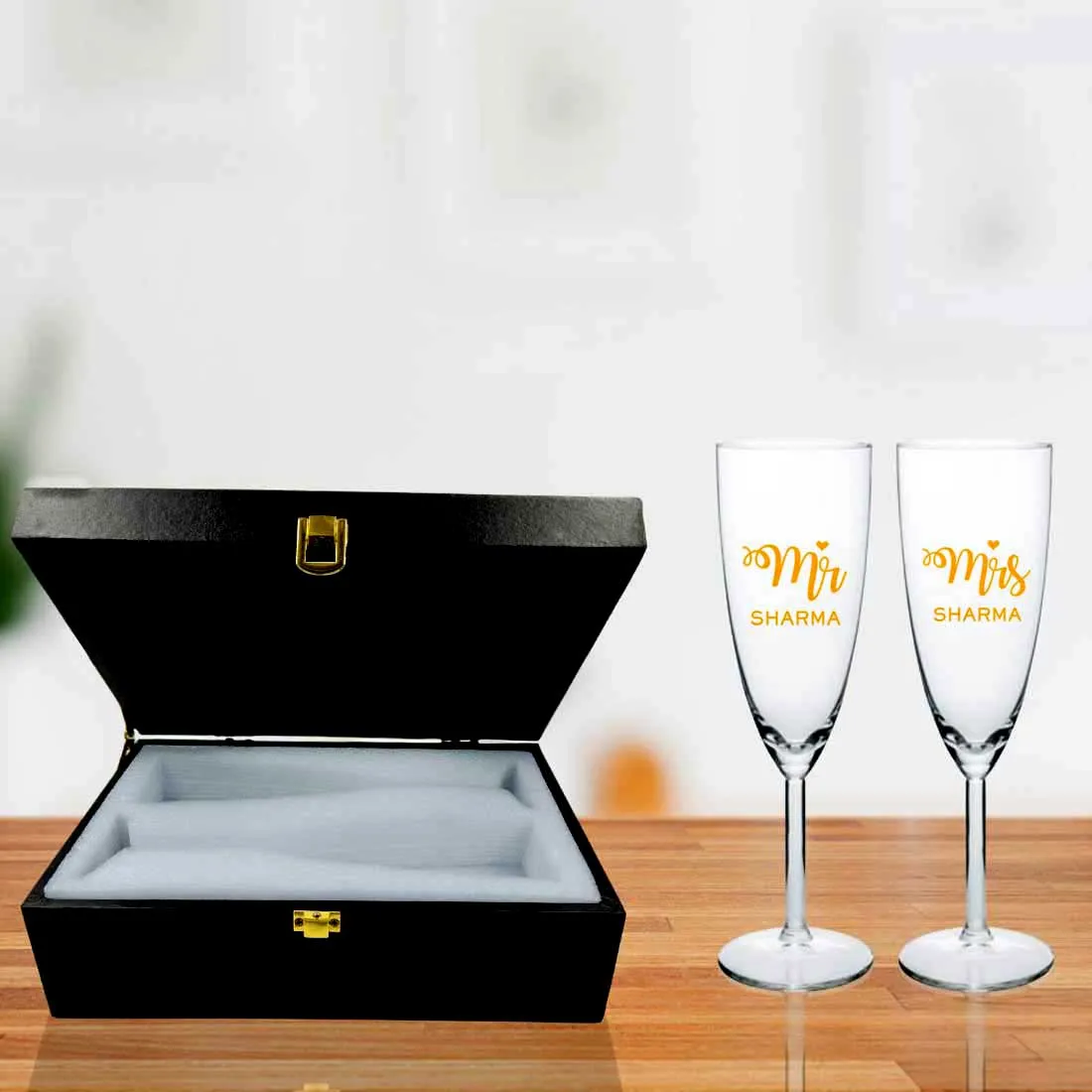 Champagne Glass Set Gift Box Available in Black