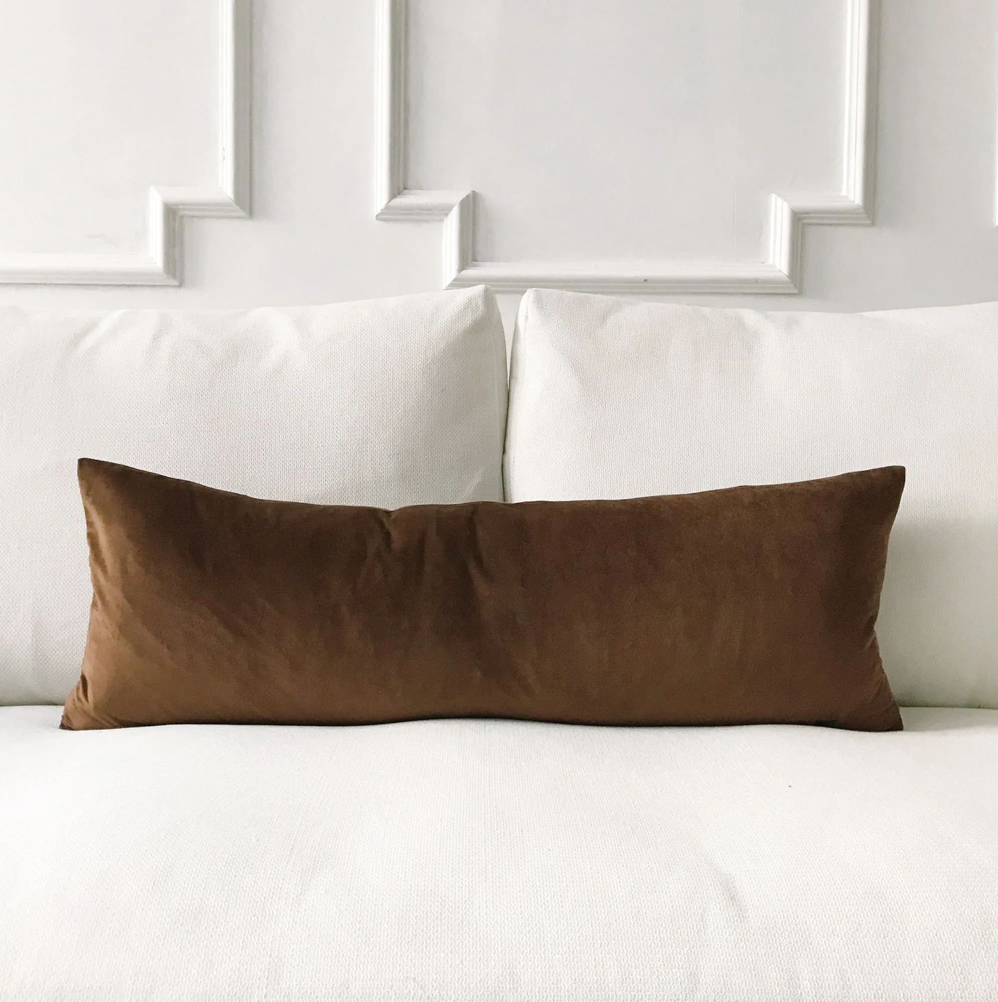 Chocolate Velvet Lumbar Pillow Cover 13x36