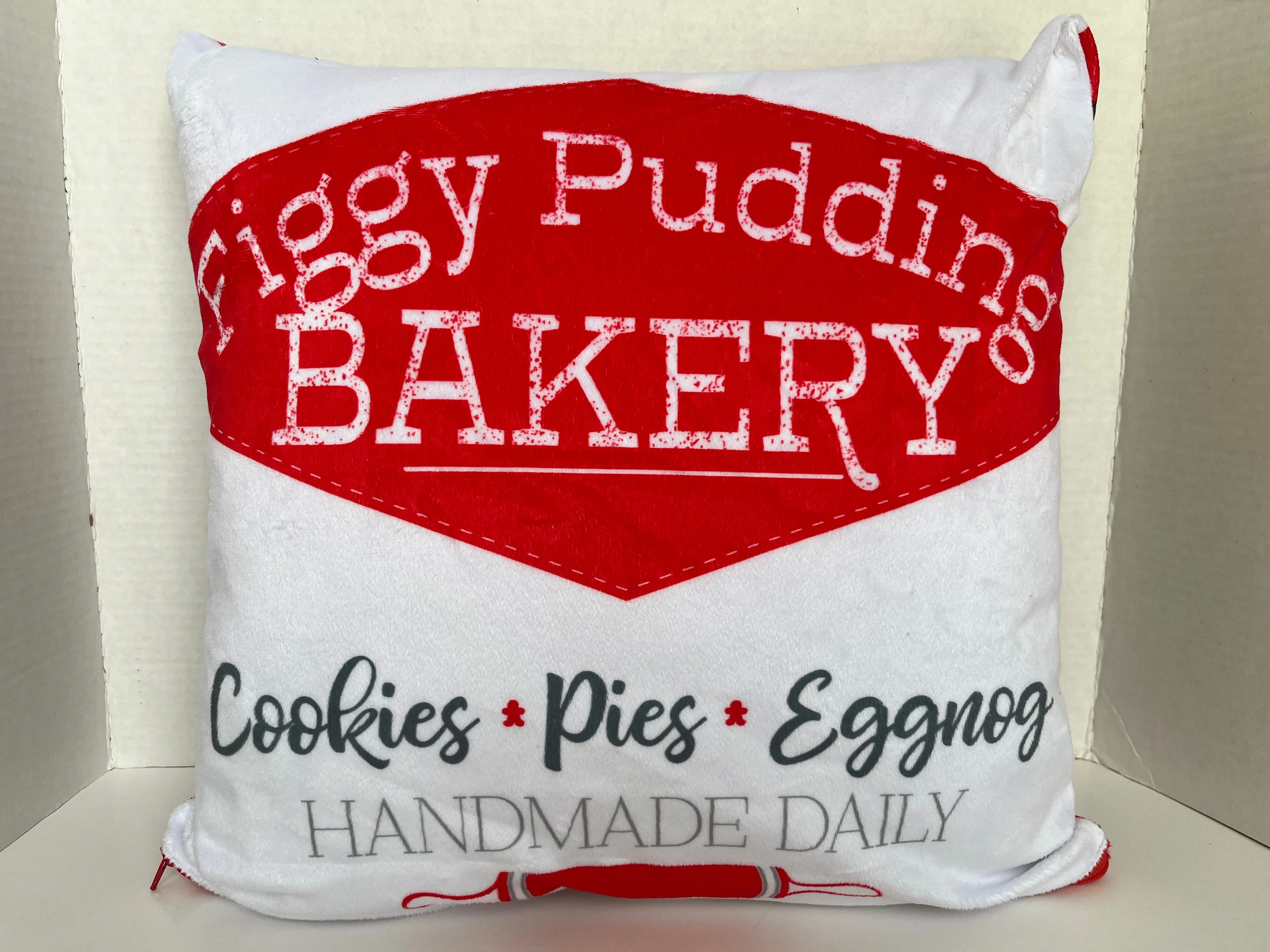 Christmas Baking Graphic and Plaid Minky Pillow Cover