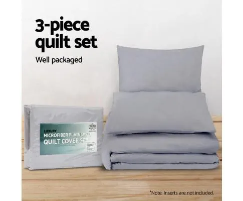 Classic Quilt Cover Set - Grey