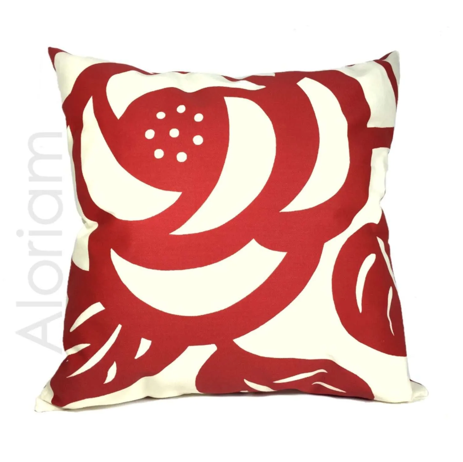 (CLEARANCE) Thomas Paul Deco Rose Modern Floral Flower Print Red Cream Pillow Cover