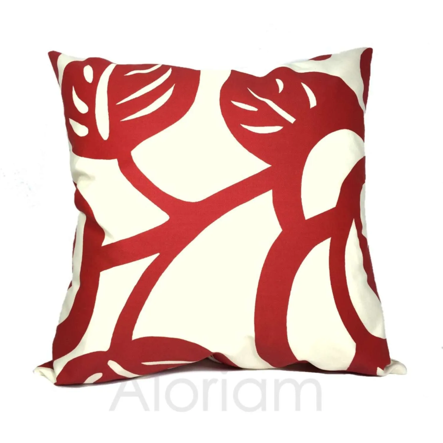 (CLEARANCE) Thomas Paul Deco Rose Modern Floral Flower Print Red Cream Pillow Cover