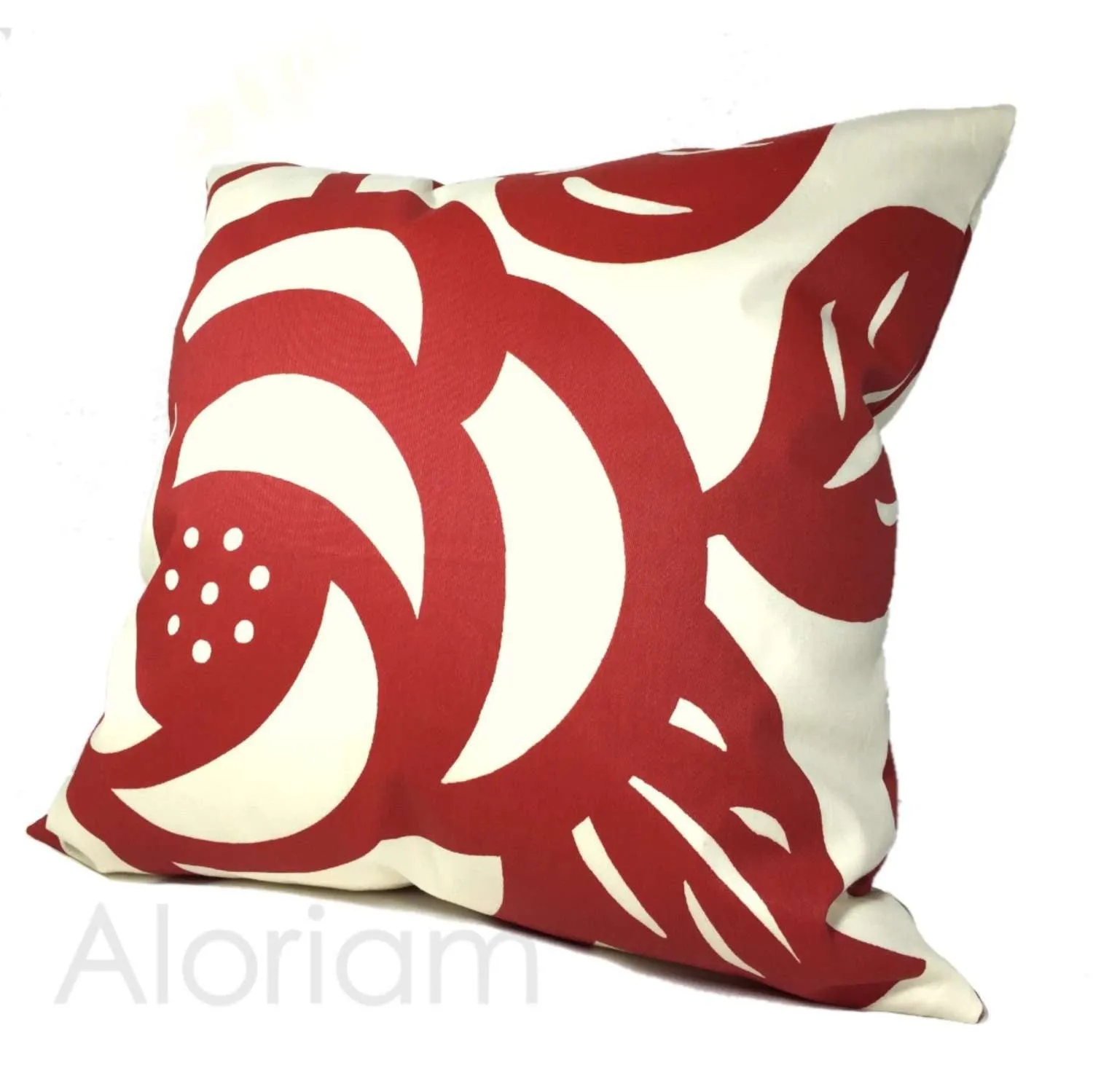 (CLEARANCE) Thomas Paul Deco Rose Modern Floral Flower Print Red Cream Pillow Cover