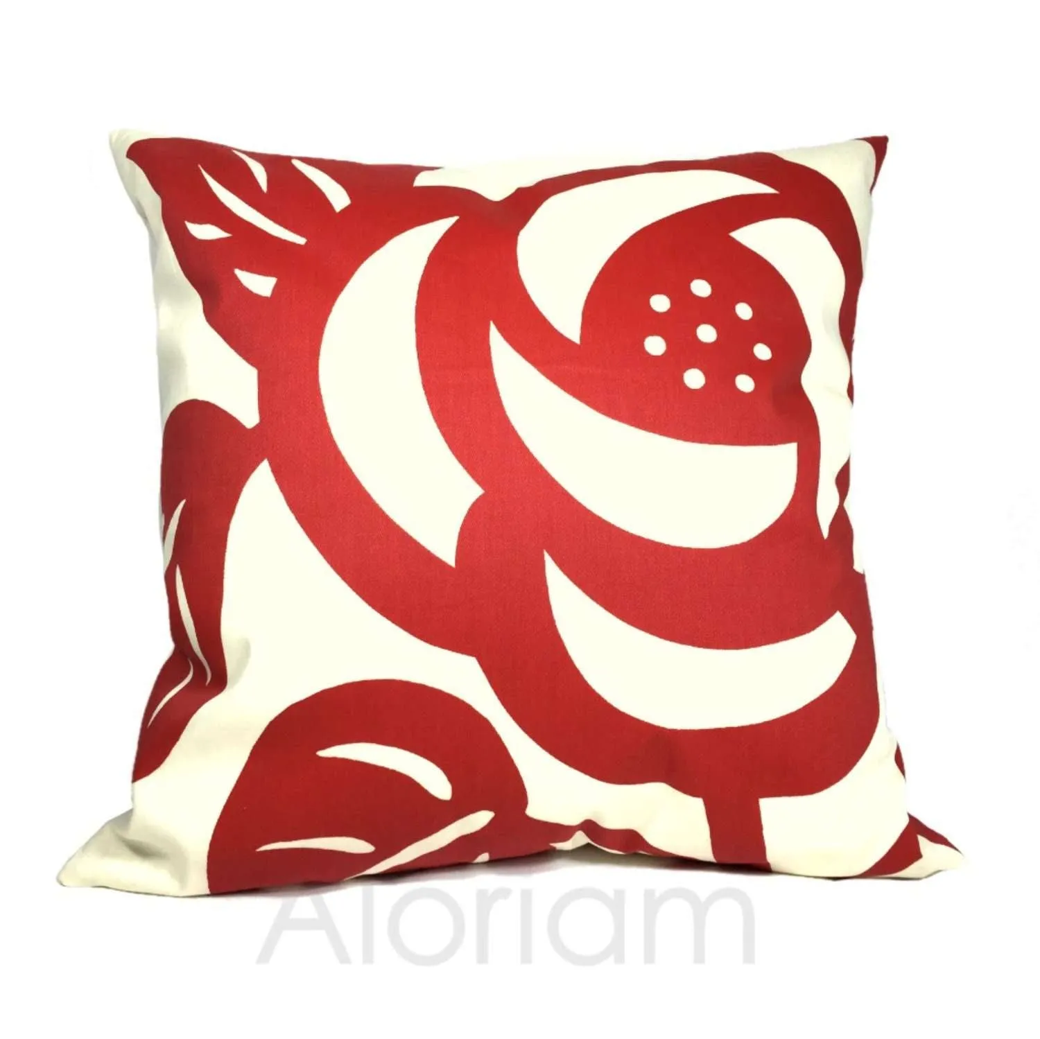 (CLEARANCE) Thomas Paul Deco Rose Modern Floral Flower Print Red Cream Pillow Cover