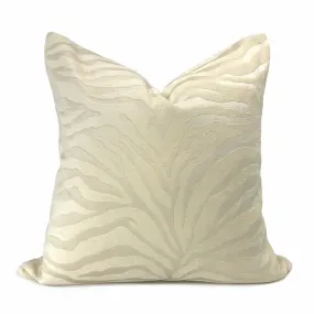 (CLEARANCE) Two Tone Cream Ivory Tiger Stripe Chenille Pillow Cover