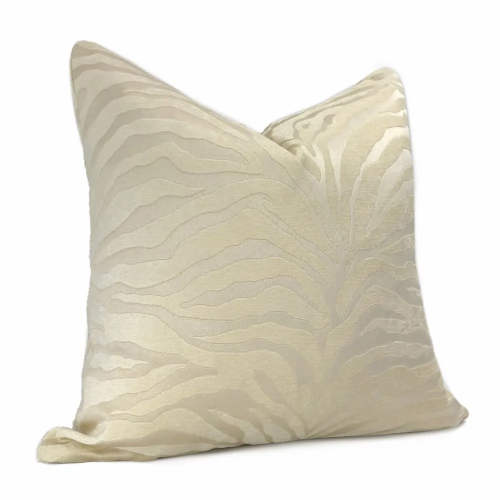 (CLEARANCE) Two Tone Cream Ivory Tiger Stripe Chenille Pillow Cover