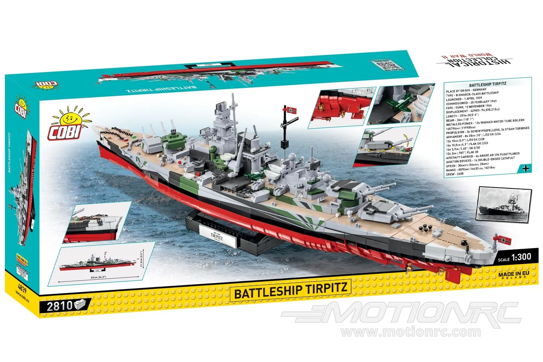 COBI Tirpitz Battleship 1:300 Scale  Building Block Set