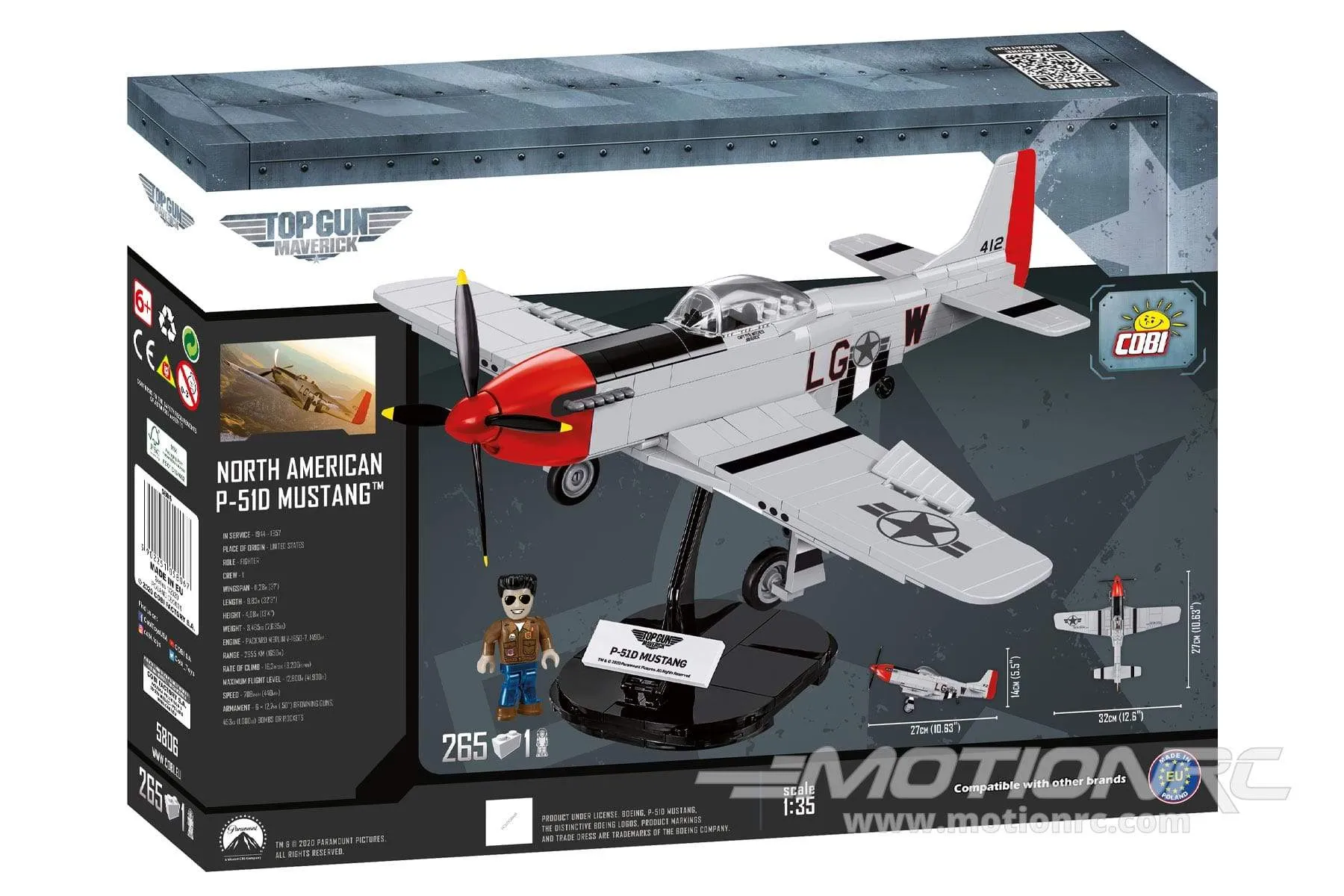 COBI Top Gun P-51D Mustang Aircraft 1:35 Scale Building Block Set