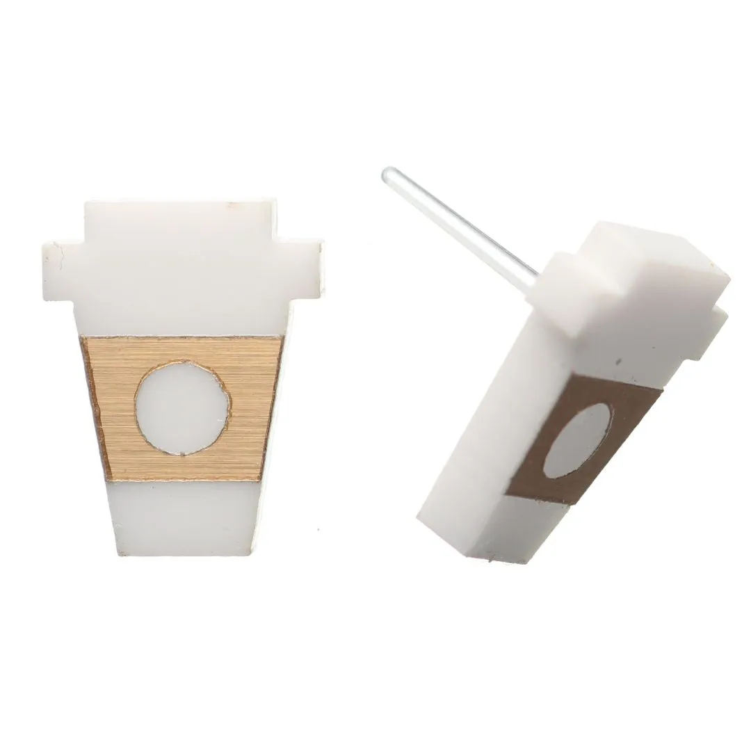 Coffee Cup Studs Hypoallergenic Earrings for Sensitive Ears Made with Plastic Posts