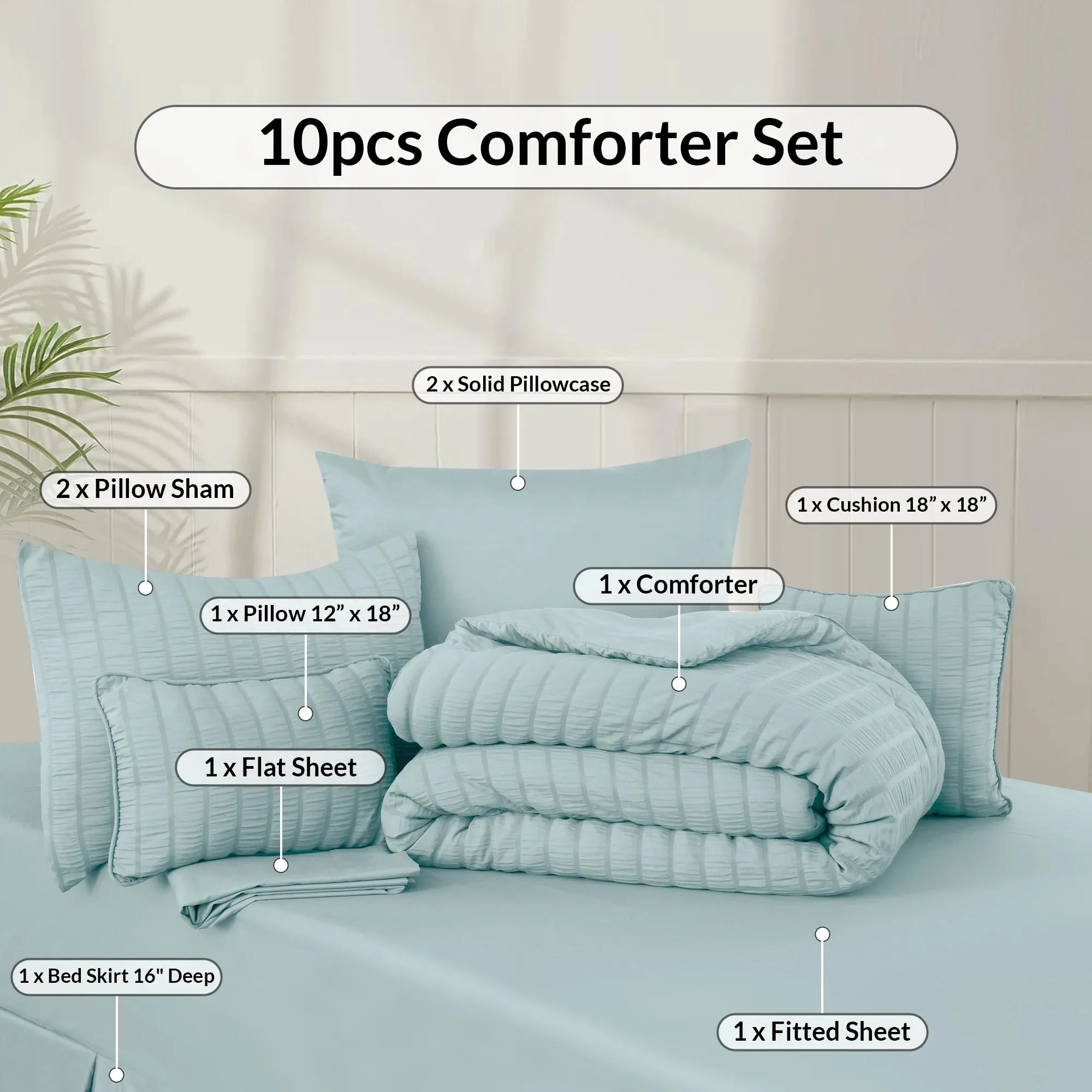 Comforter Set - 10 Piece Bedding Set with Comforter