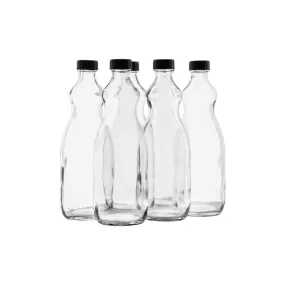 Consol 740ml Glass Utility Bottle with Black Lid 6pack 27434