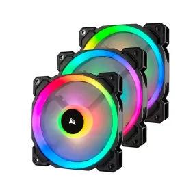 CORSAIR LL120 iCUE RGB 3pcs 120mm Desktop System Unit PWM Cooling Fan Pack with Included Lighting Node Pro Hub with Light Effect Presets, 1500 RPM Fan Speed, Hydraulic Motor for PC Computer (Black, White) | CO-9050072-WW CO-9050092-WW