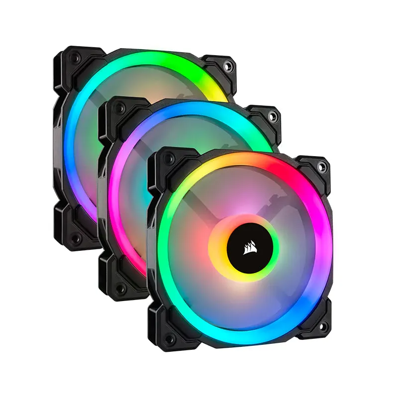 CORSAIR LL120 iCUE RGB 3pcs 120mm Desktop System Unit PWM Cooling Fan Pack with Included Lighting Node Pro Hub with Light Effect Presets, 1500 RPM Fan Speed, Hydraulic Motor for PC Computer (Black, White) | CO-9050072-WW CO-9050092-WW